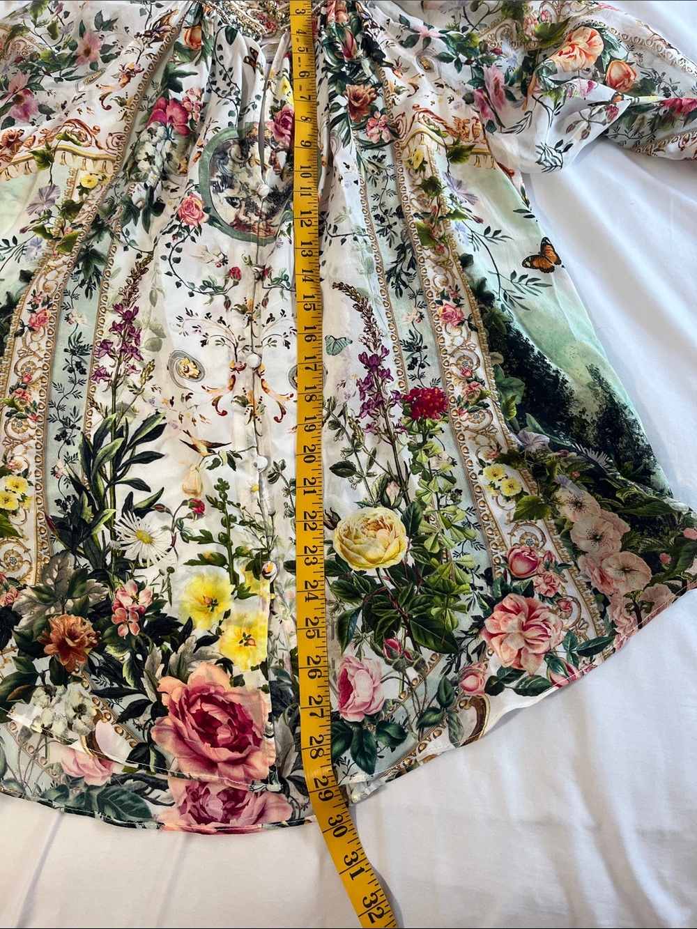 Camilla NWT Renaissance Romance ragland button silk shirt high neck jewels Small - Picture 16 of 16